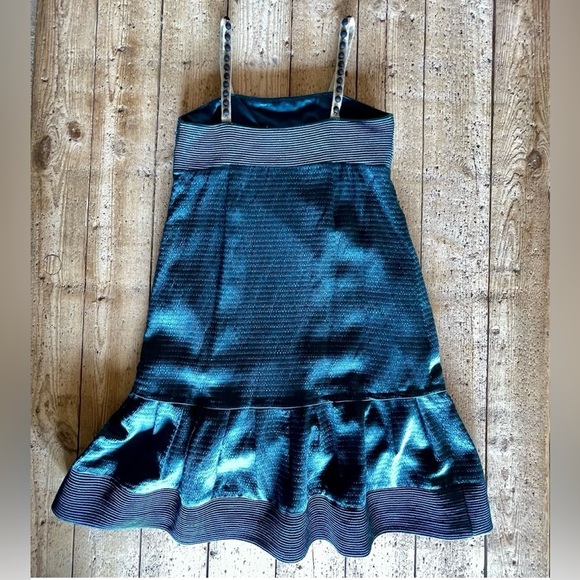 Lela Rose Silk Linen Textured Dark Teal Blue Short Sleeveless Mini Dress Size 6 - Picture 2 of 14